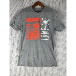 Adidas Originals Graphic Logo Tee Gray Neon Orange Trefoil Shirt Mens M